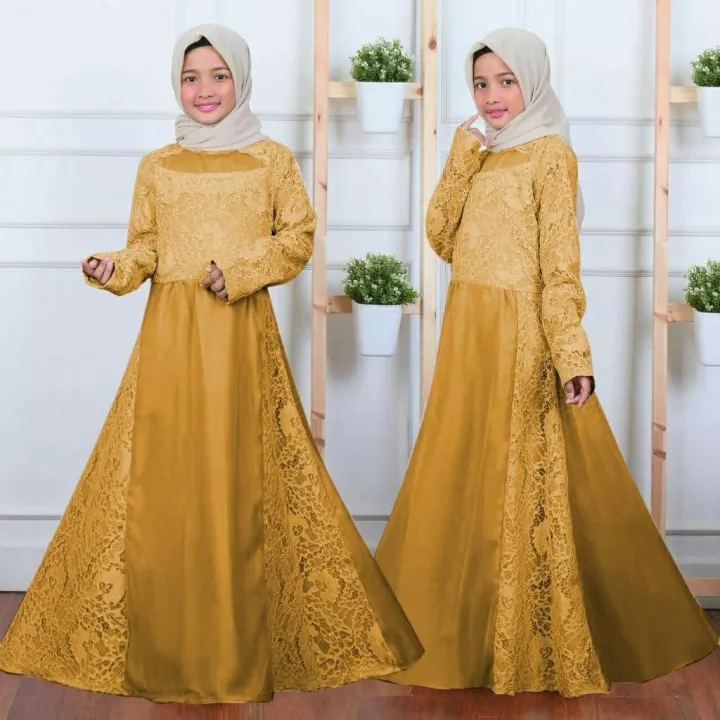 Detail Gambar Baju Pesta Anak Warna Kuning Kombinasi Nomer 24