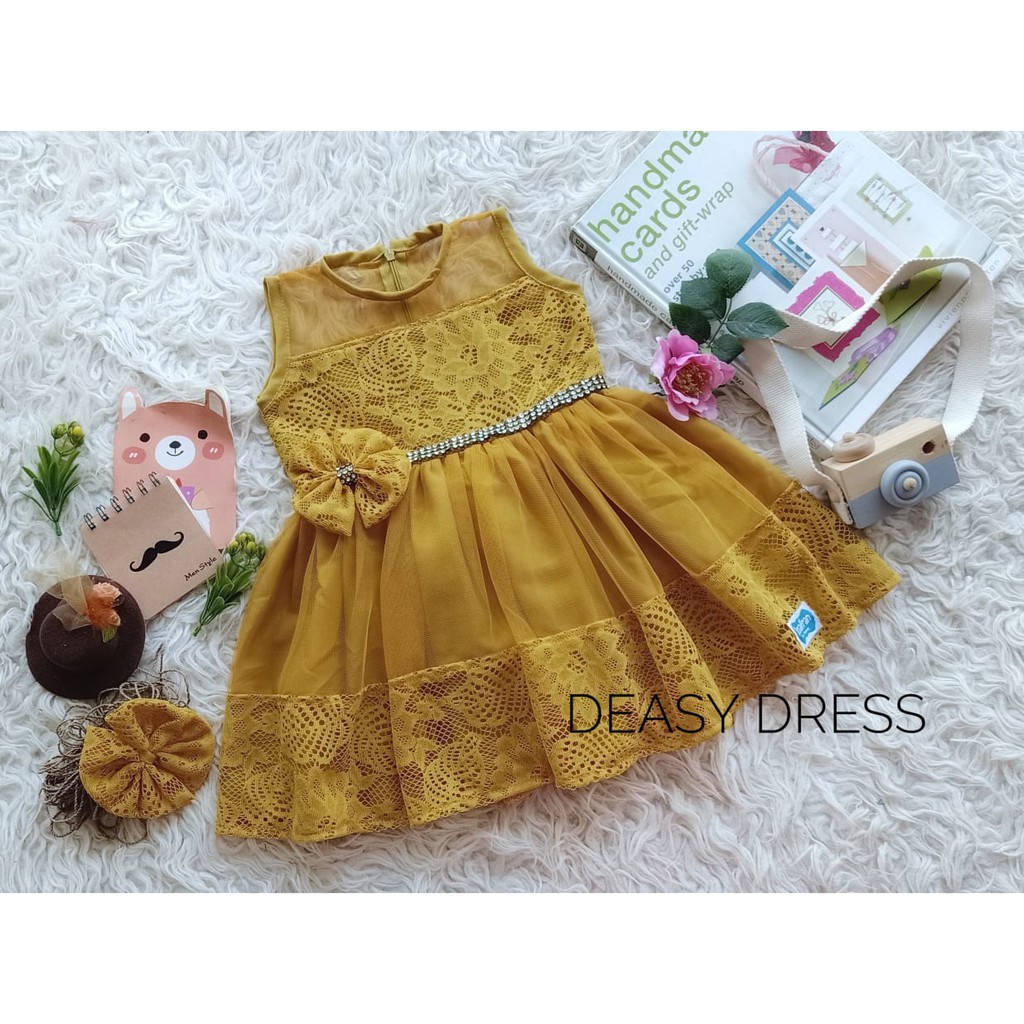 Detail Gambar Baju Pesta Anak Warna Kuning Kombinasi Nomer 6