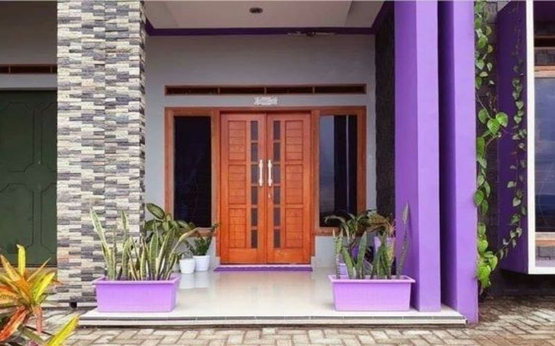 Cat Rumah Minimalis Warna Ungu Tampak Depan 53+ Koleksi Gambar