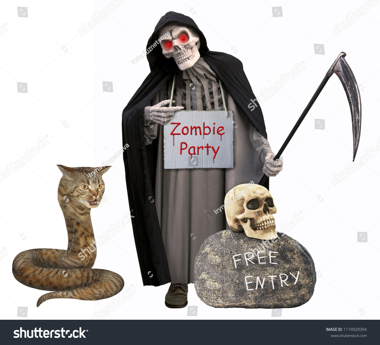 Detail Cat Snake Next To Grim Reaper Nomer 2