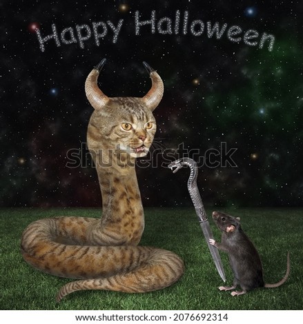 Detail Cat Snake Next To Grim Reaper Nomer 34