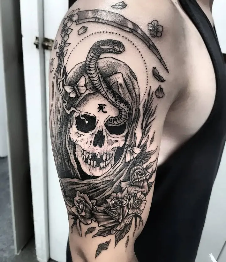 Detail Cat Snake Next To Grim Reaper Nomer 37