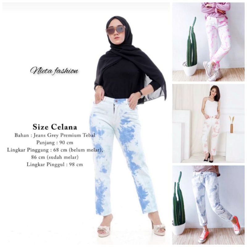 Detail Celana Tie Dye Jeans Nomer 30