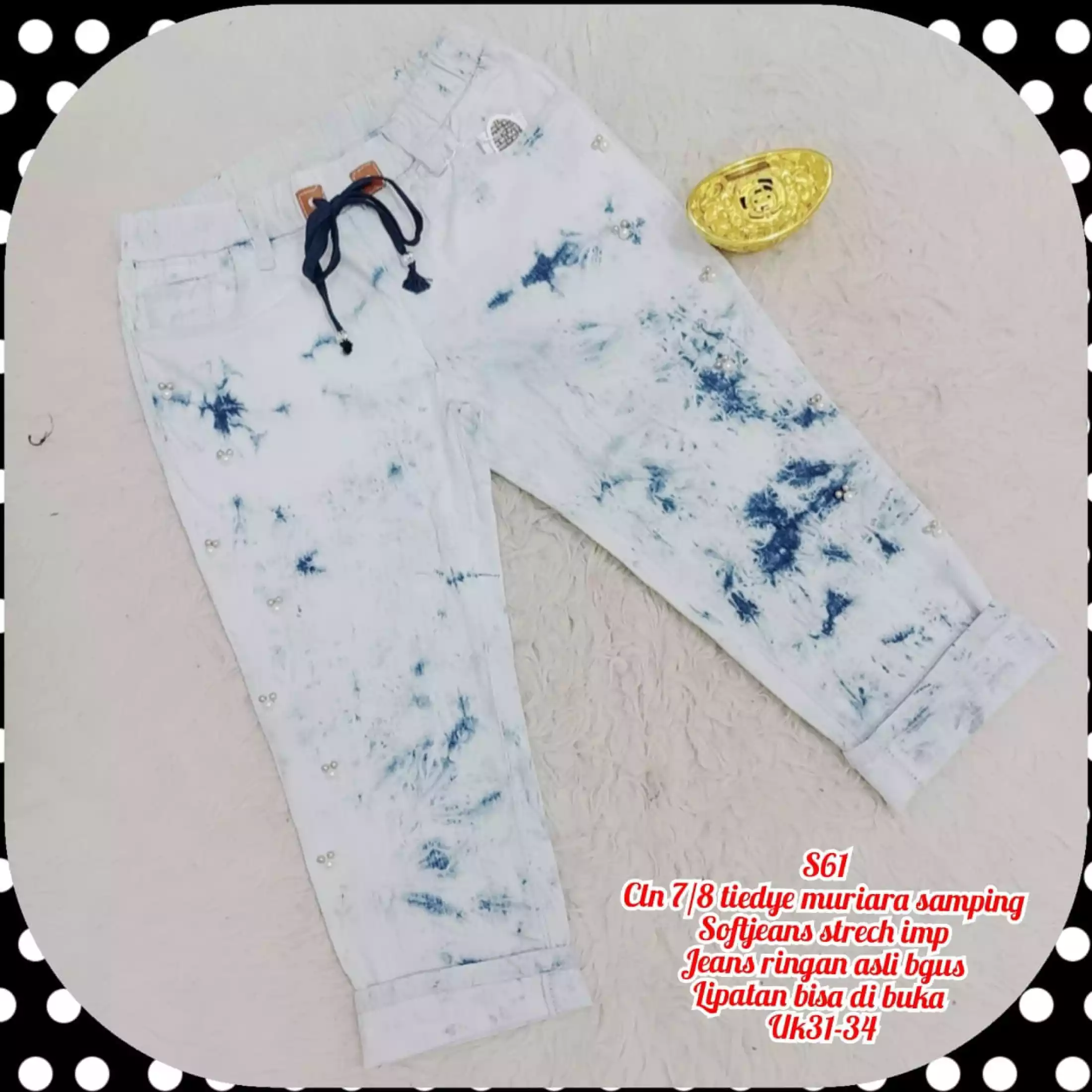 Detail Celana Tie Dye Jeans Nomer 36