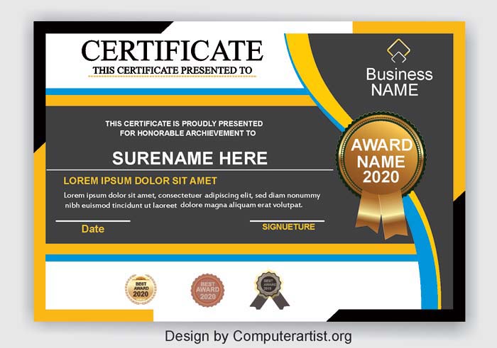 Detail Certificate Design Psd Files Free Download Nomer 7