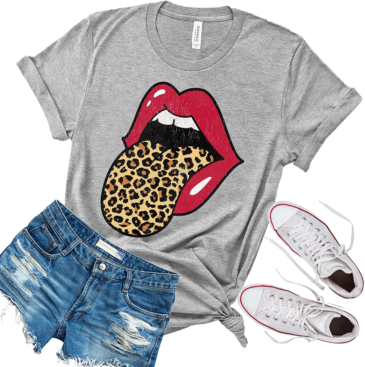 Detail Cheetah Print Tongue Shirt Nomer 54