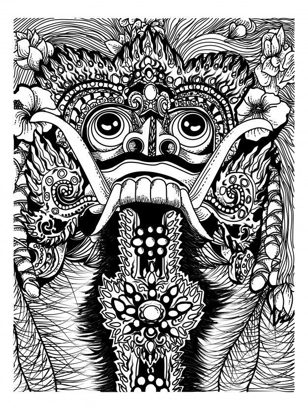 Detail Gambar Barong Bali Hitam Putih Nomer 29