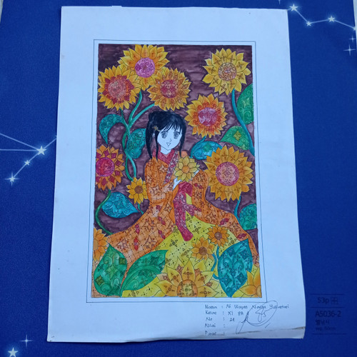 Download Gambar Batik Bunga Di Kertas A3 Nomer 36