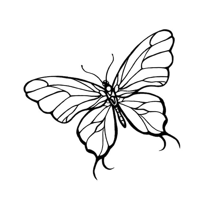 Detail Tattoo Schmetterling 3d Schwarz Nomer 4