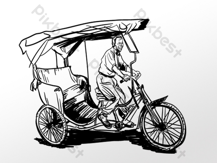 Detail Gambar Becak Hitam Putih Nomer 34