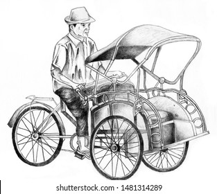 Detail Gambar Becak Hitam Putih Nomer 6