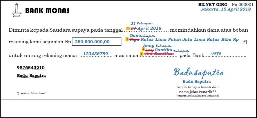 Detail Gambar Bilyet Giro Nomer 5