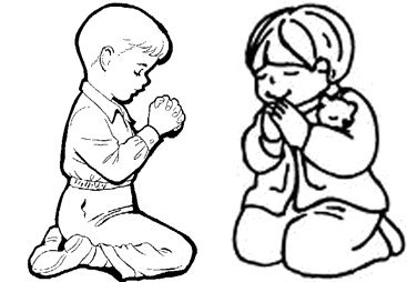Detail Child Praying Clipart Black And White Nomer 6