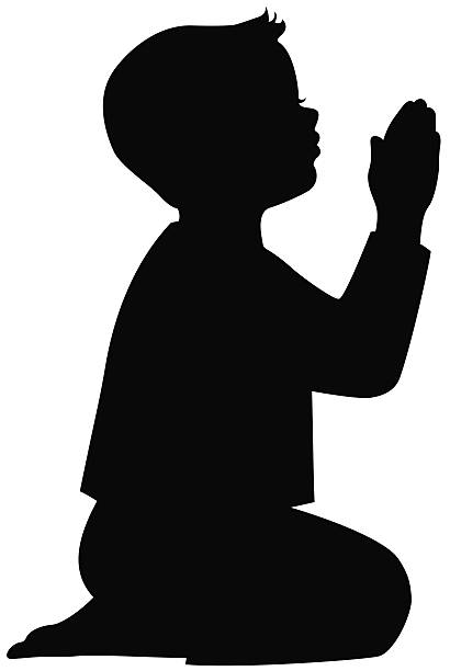 Detail Child Praying Clipart Black And White Nomer 11