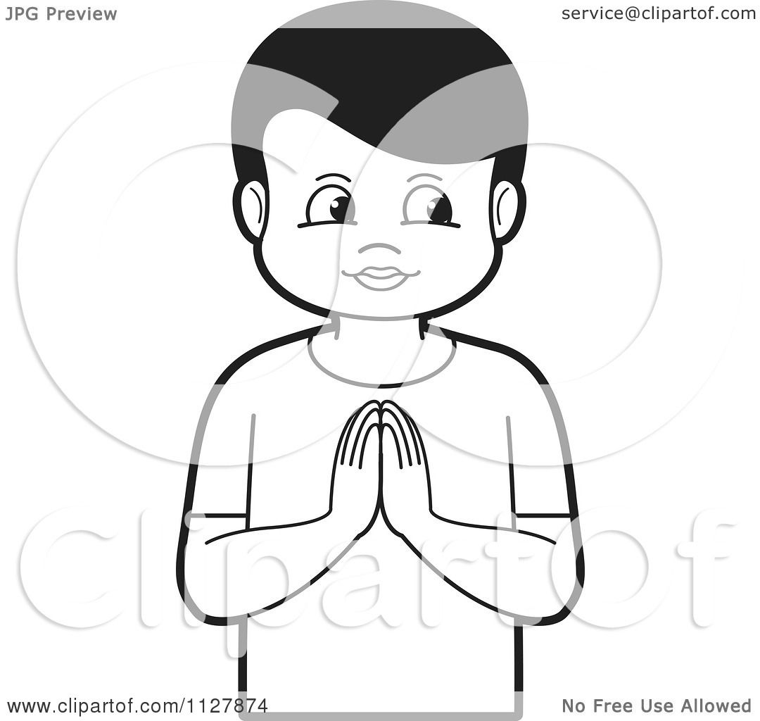 Detail Child Praying Clipart Black And White Nomer 16