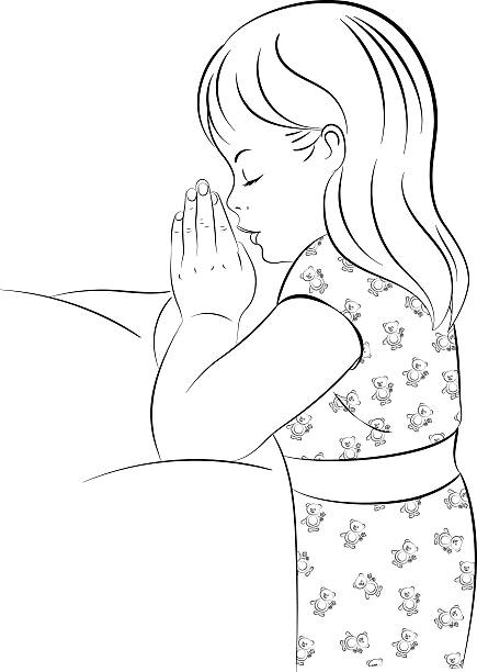 Detail Child Praying Clipart Black And White Nomer 22