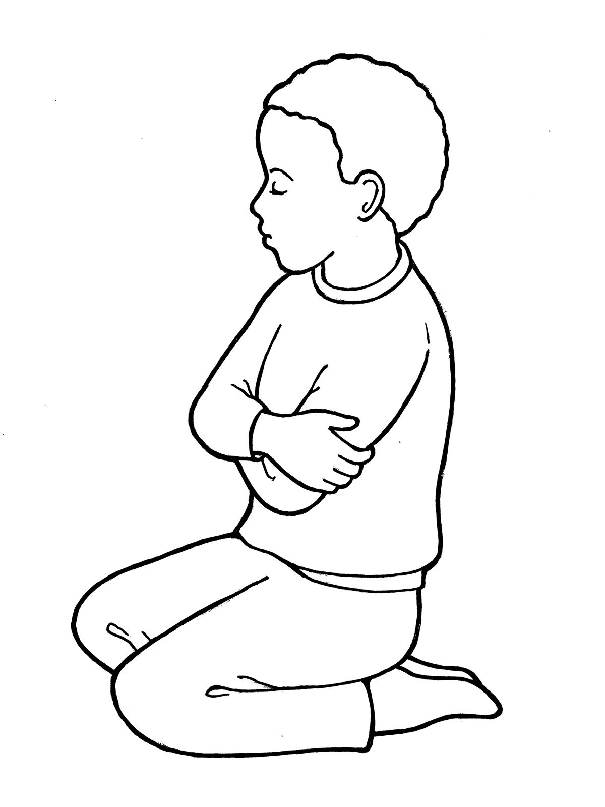 Detail Child Praying Clipart Black And White Nomer 23