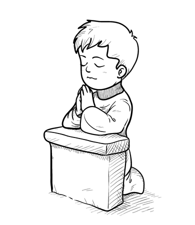 Child Praying Clipart Black And White - KibrisPDR