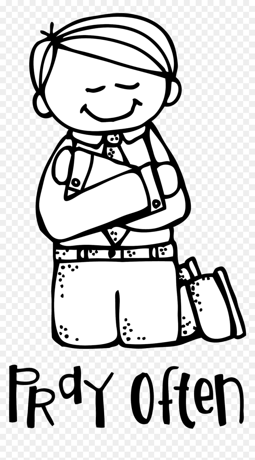 Detail Child Praying Clipart Black And White Nomer 31