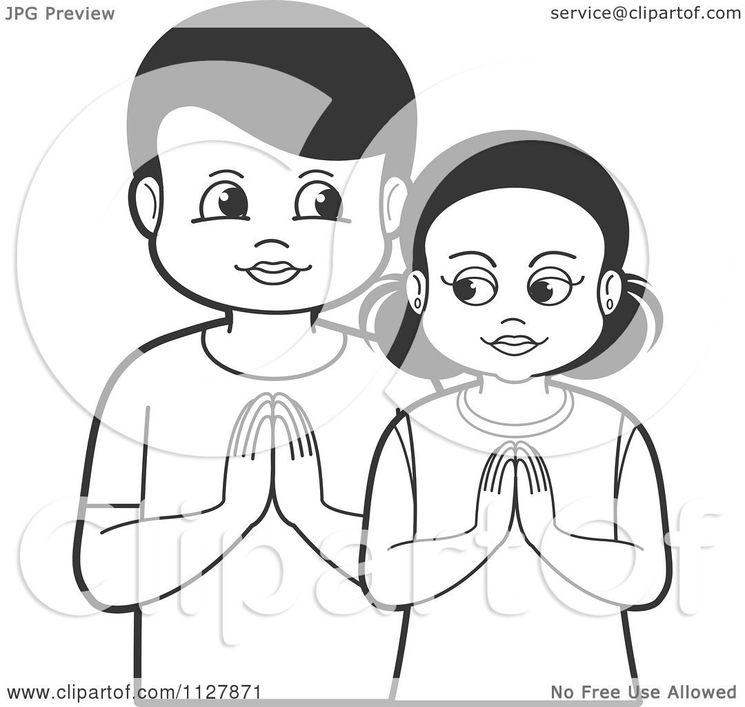 Detail Child Praying Clipart Black And White Nomer 36