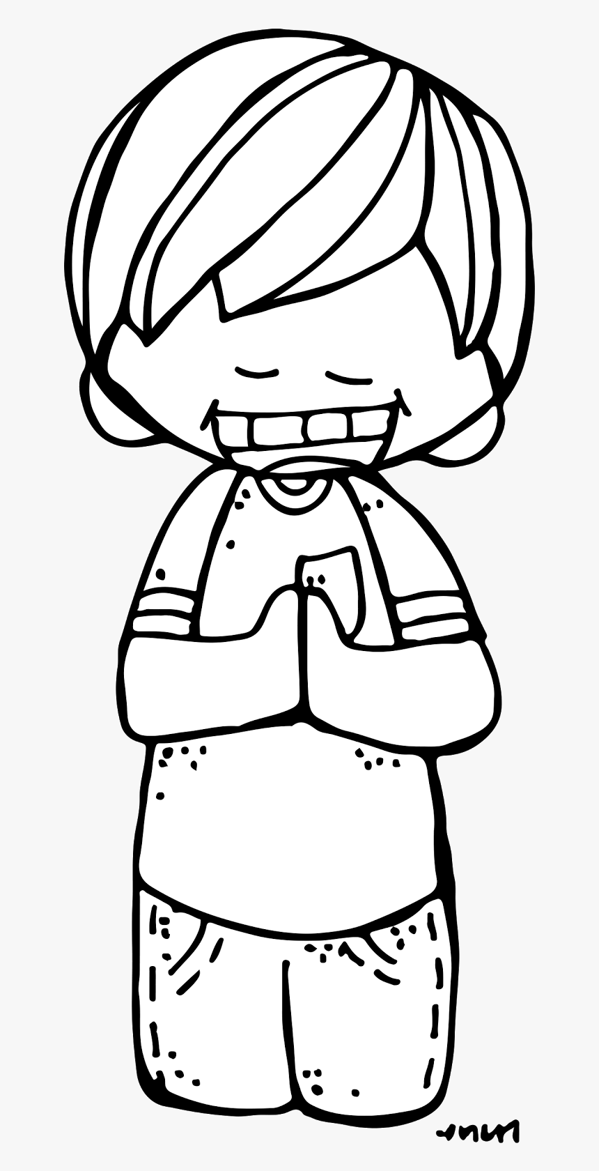 Detail Child Praying Clipart Black And White Nomer 46