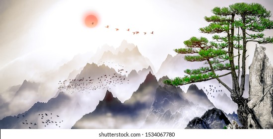 Detail Chinese Painting Wallpaper Nomer 10