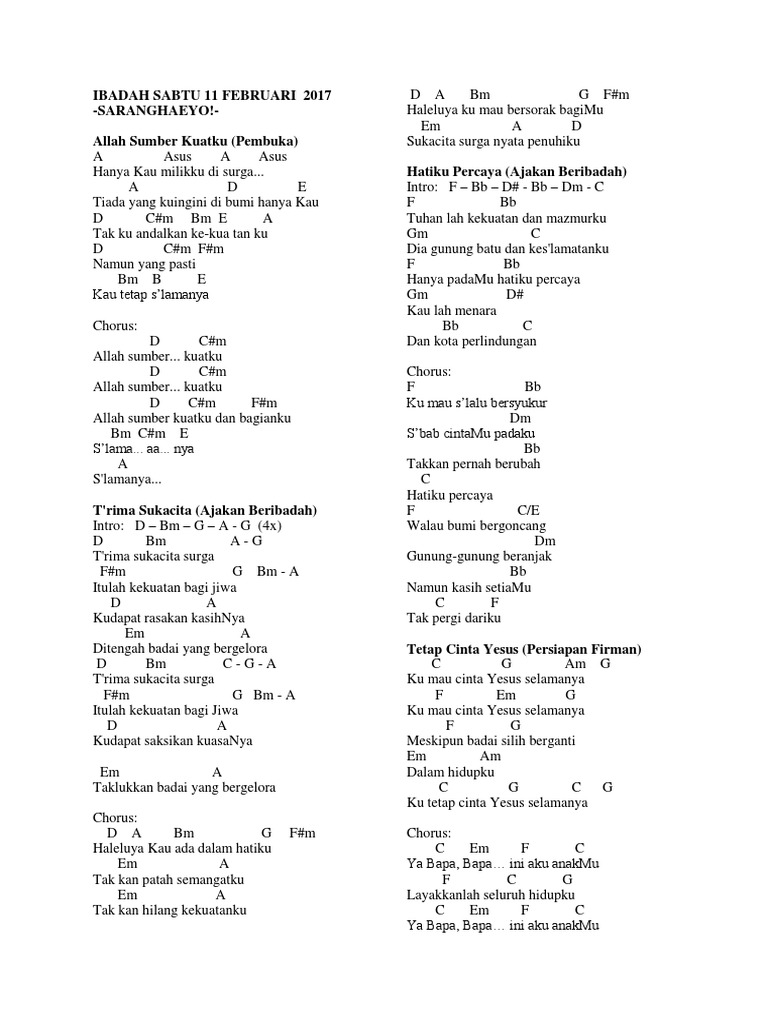 Detail Chord Allah Sumber Kuatku Nomer 49