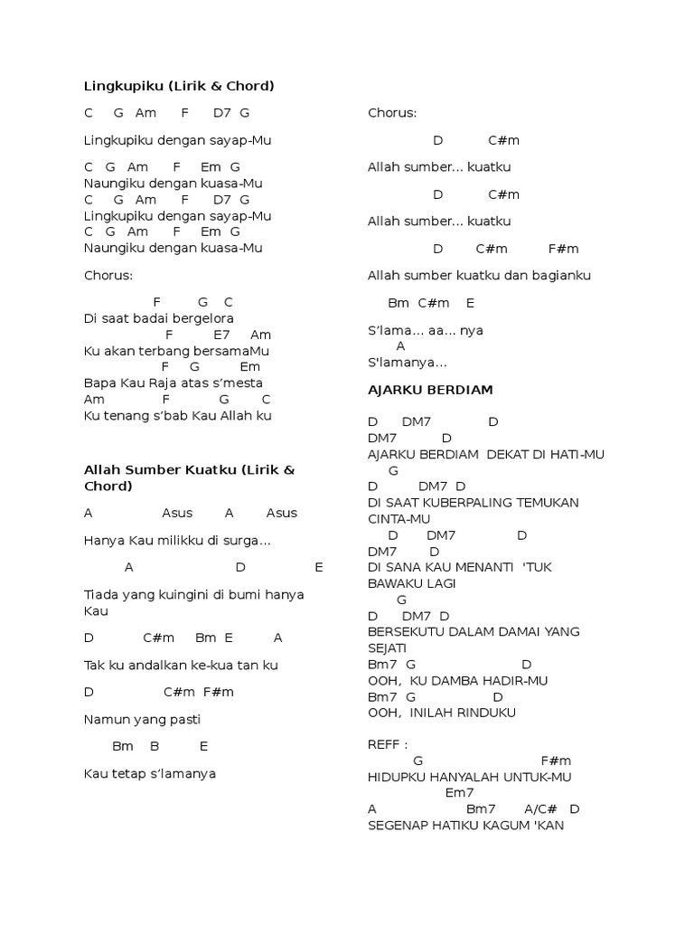 Detail Chord Allah Sumber Kuatku Nomer 7