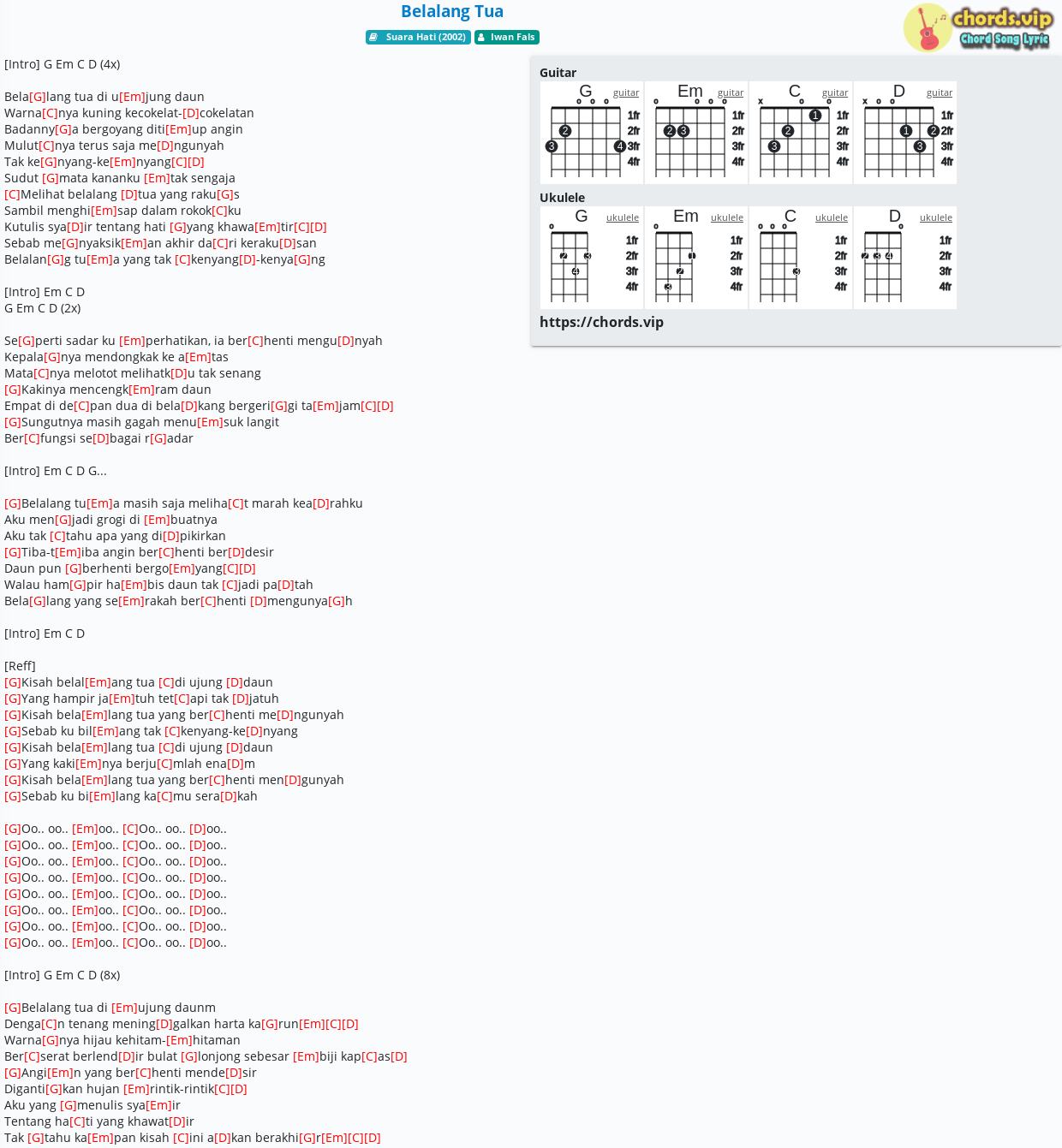 Detail Chord Belalang Tua Nomer 2