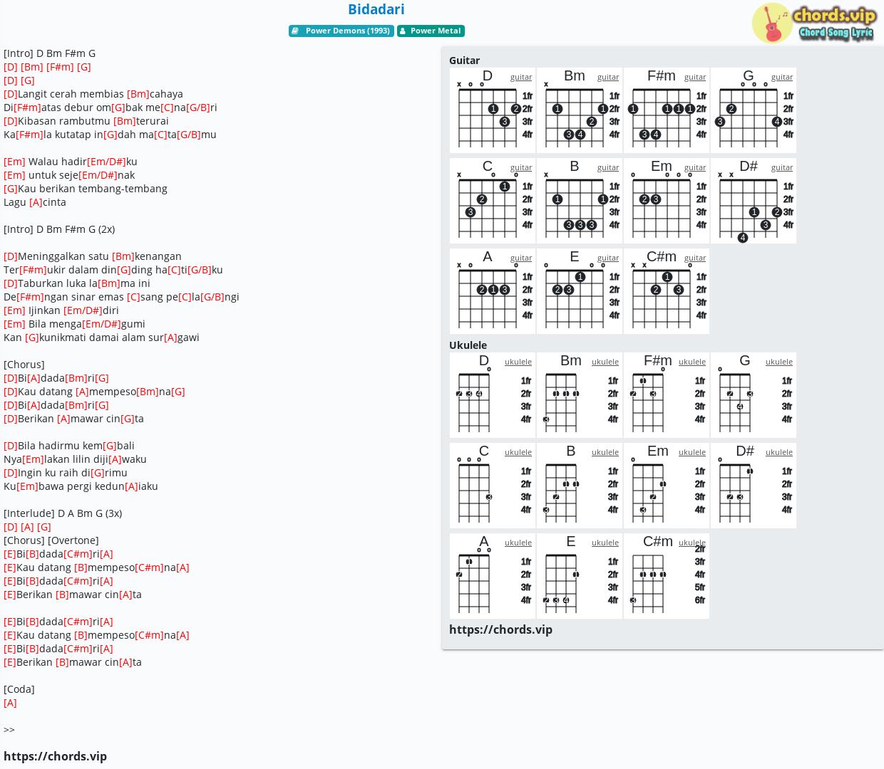 Detail Chord Cahaya Bidadari Nomer 12