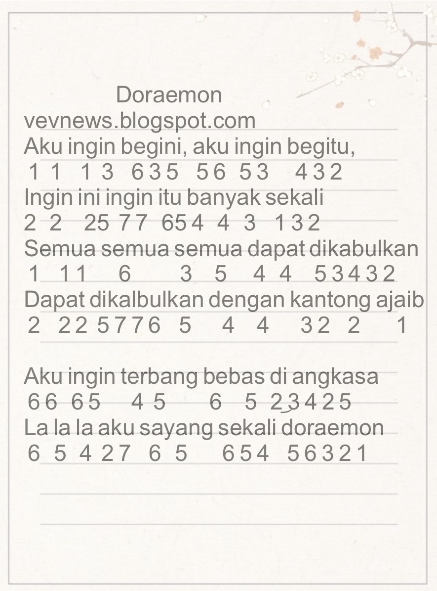 Detail Chord Doraemon Indonesia Nomer 24