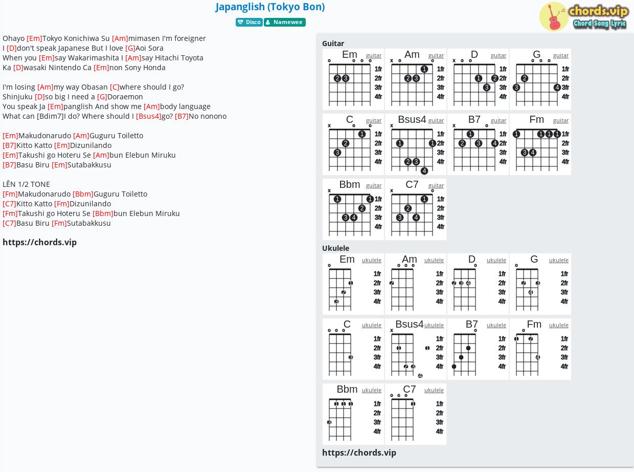 Detail Chord Doraemon Versi Jepang Nomer 6