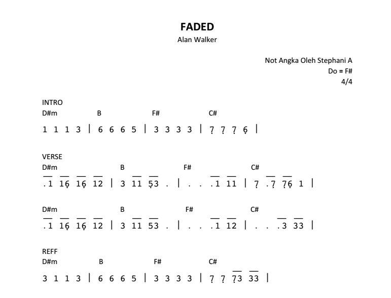 Detail Chord Gitar Alan Walker Faded Nomer 26