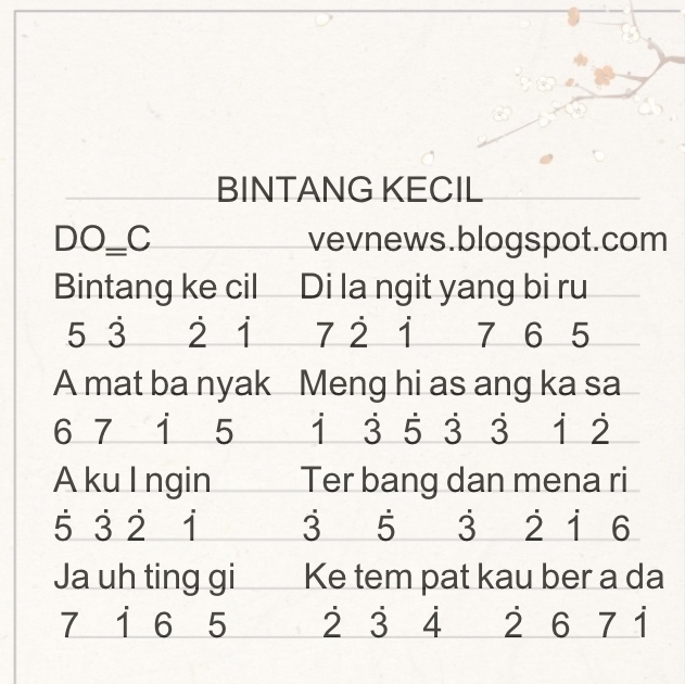 Detail Chord Gitar Bintang Kecil Nomer 10