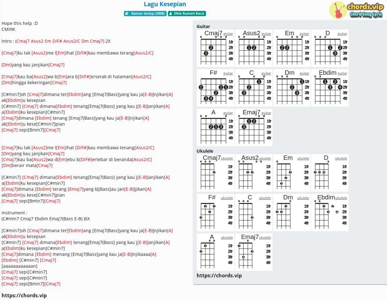 Detail Chord Gitar Efek Rumah Kaca Nomer 2