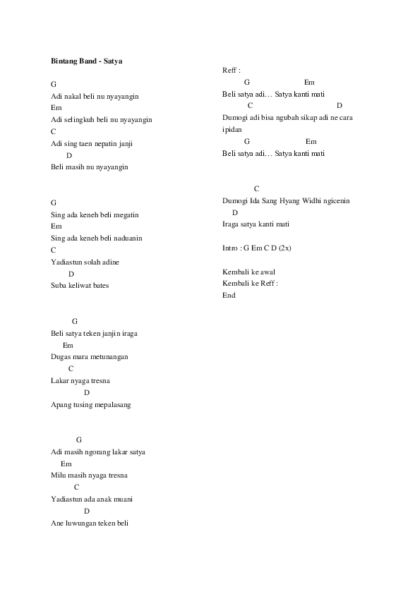 Detail Chord Gitar Hukum Rimba Marjinal Nomer 54