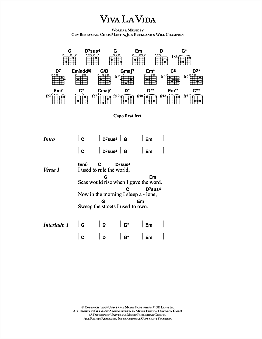 Detail Chord Gitar Viva La Vida Nomer 12