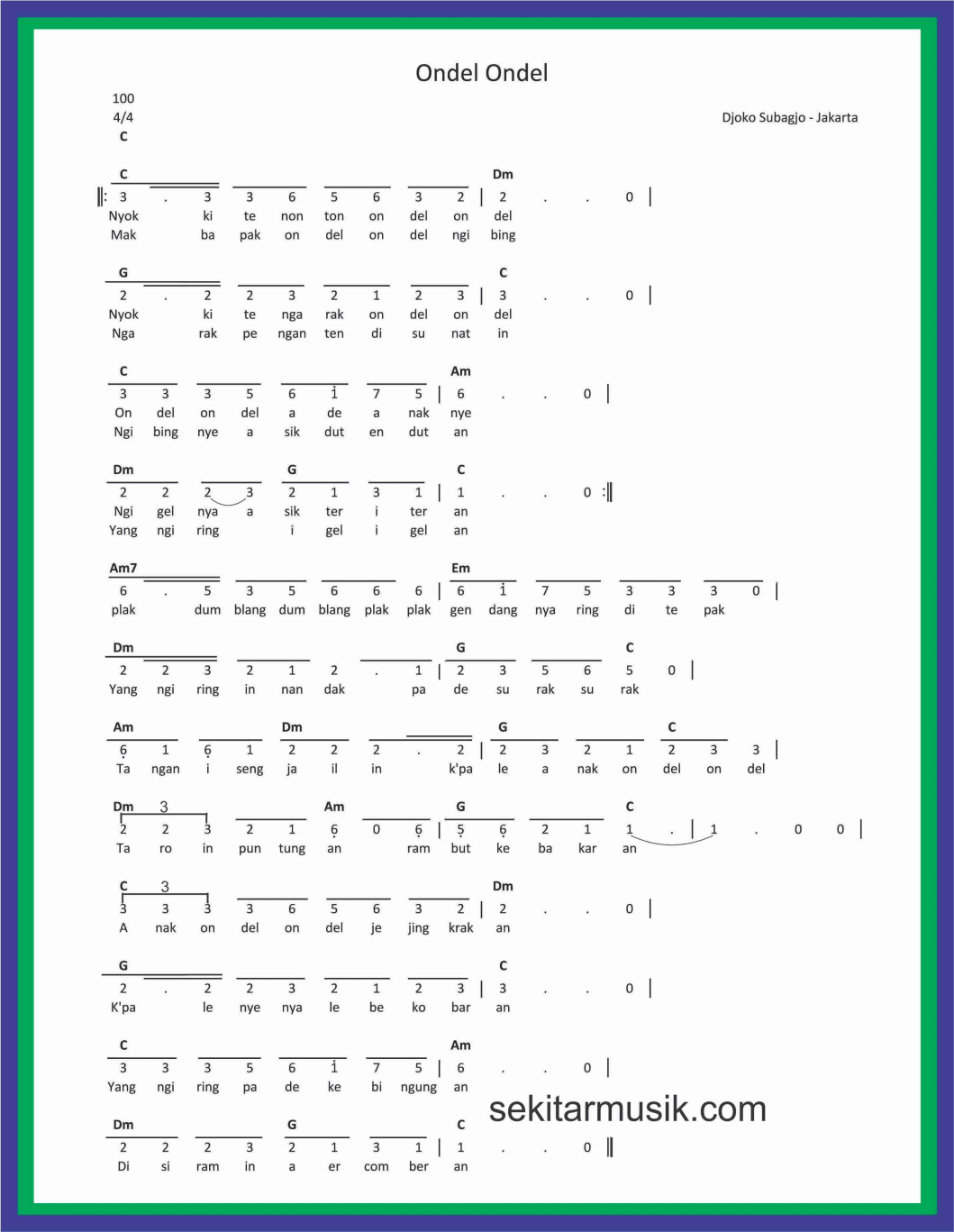 Detail Chord Ondel Ondel Nomer 2