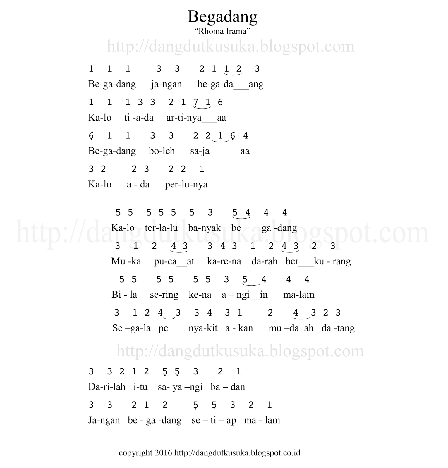 Detail Chord Rhoma Irama Begadang Nomer 13