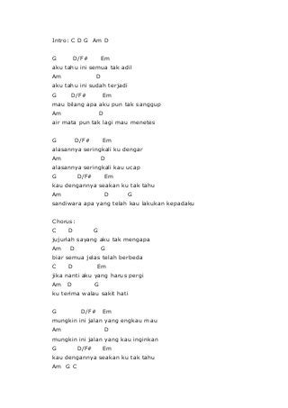 Detail Chord Tipe X Sakit Hati Nomer 29