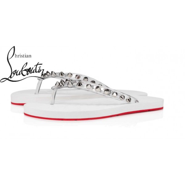 Detail Christian Louboutin White Flip Flops Nomer 16