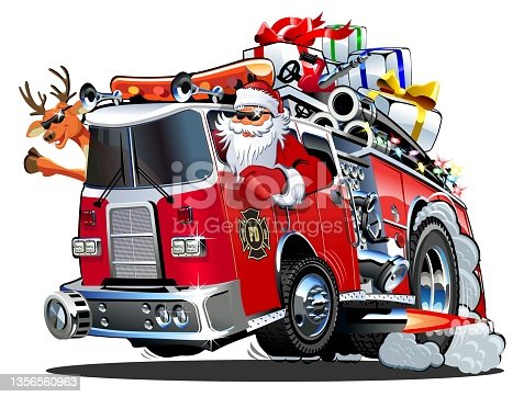 Detail Christmas Fire Truck Clipart Nomer 12