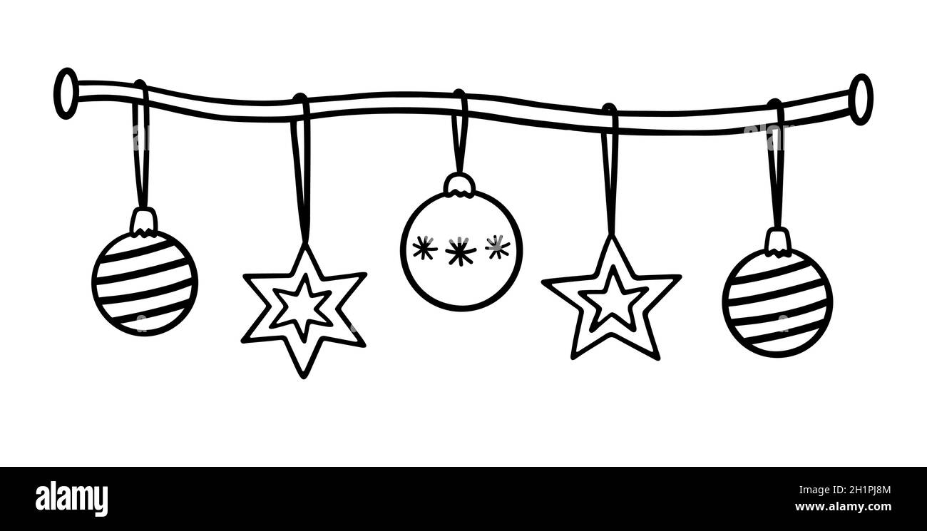 Detail Christmas Garland Clipart Black And White Nomer 3