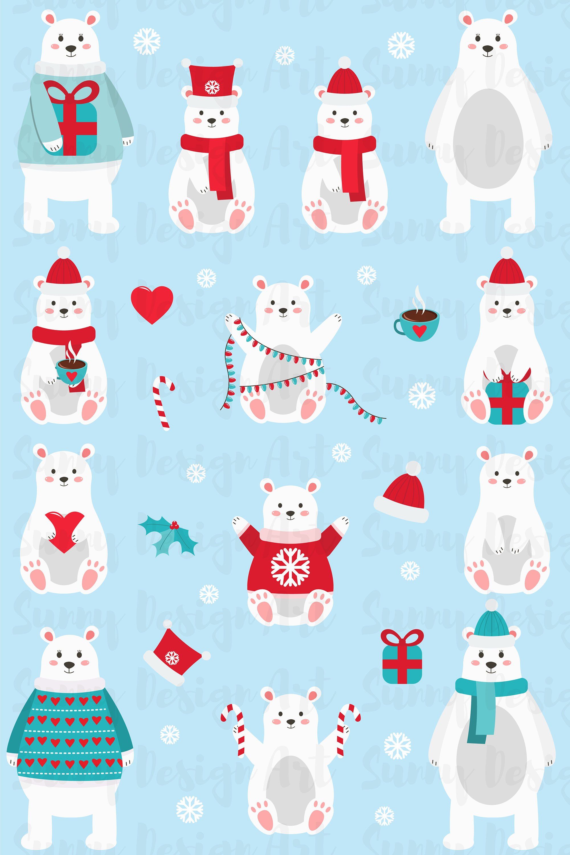 Detail Christmas Polar Bear Clipart Nomer 50