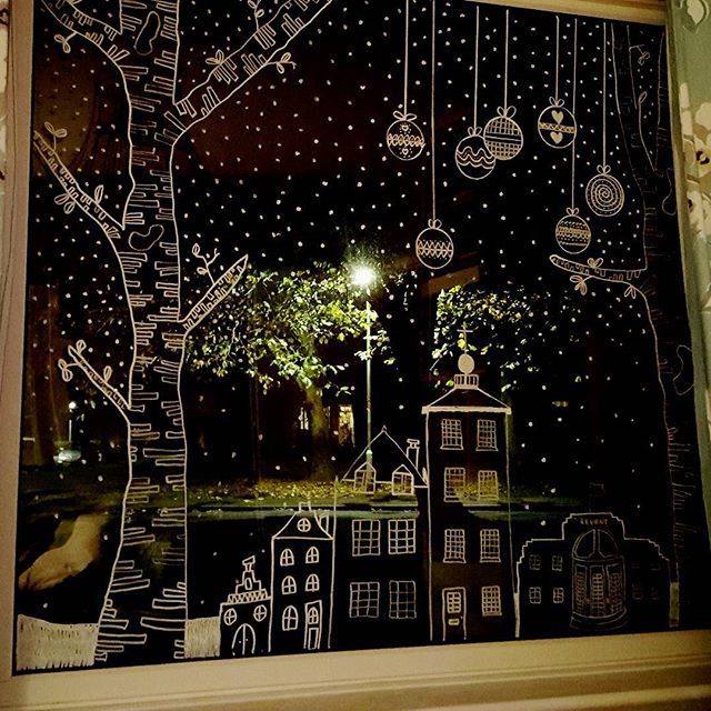 Detail Christmas Window Chalk Drawings Nomer 2