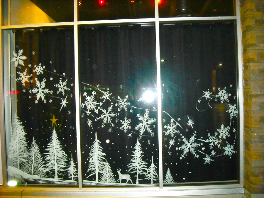 Detail Christmas Window Chalk Drawings Nomer 25