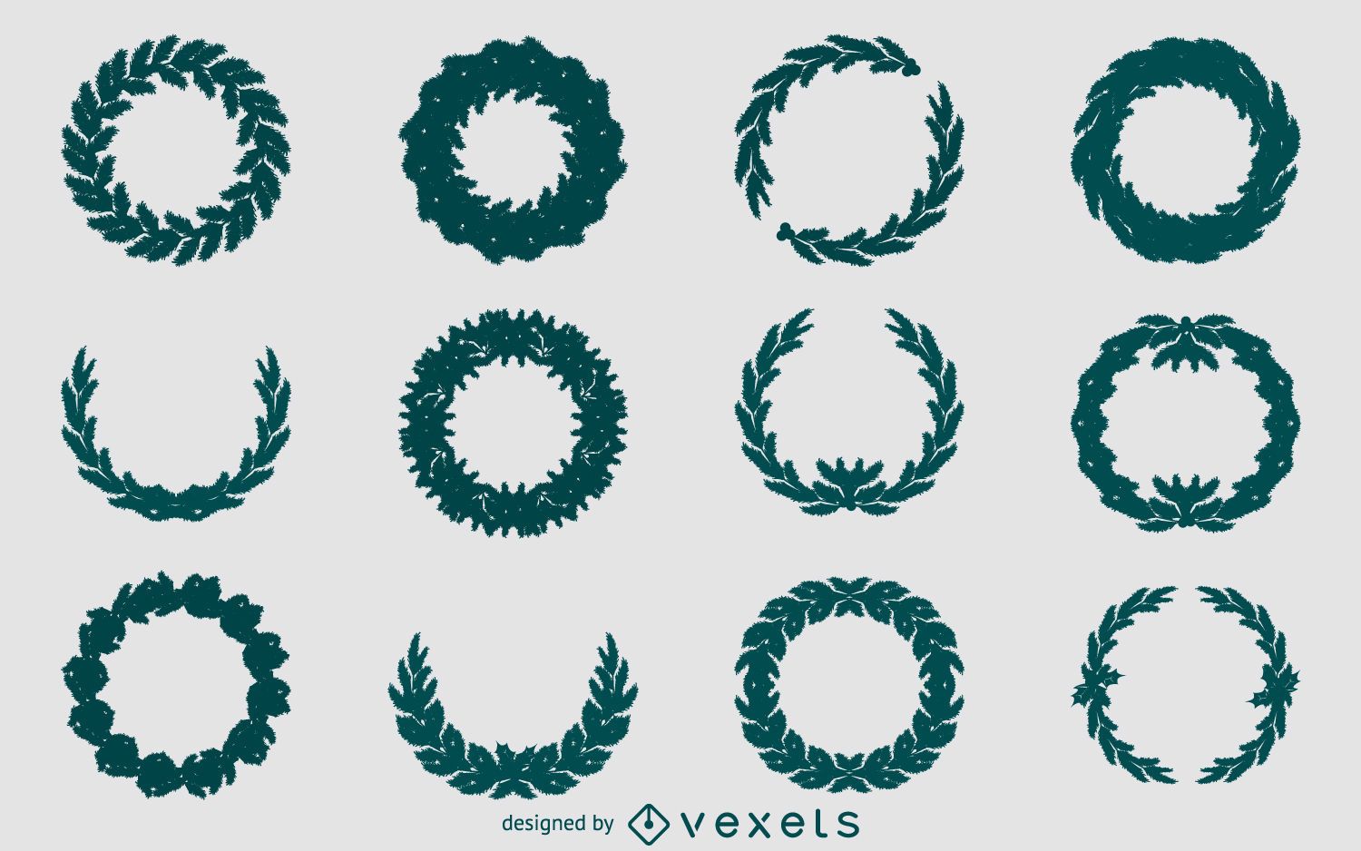 Detail Christmas Wreath Silhouette Vector Nomer 40