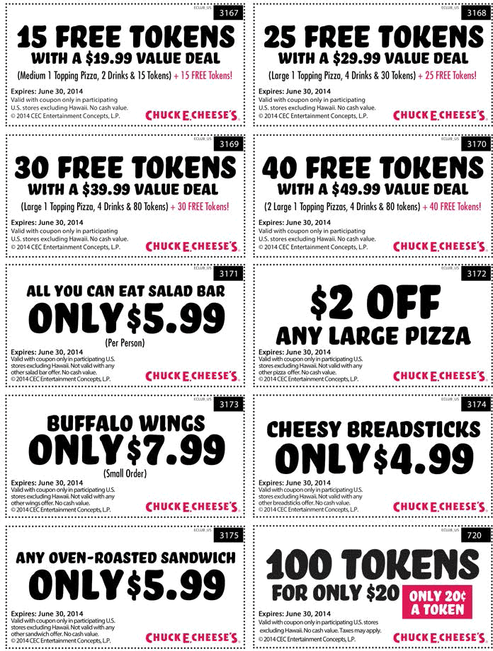 Detail Chuck E Cheese 100 Tokens For 20 Nomer 3