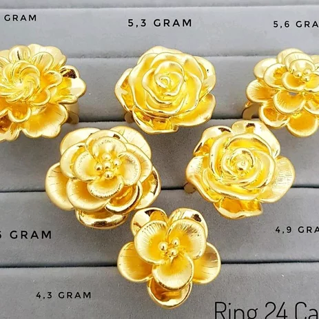 Detail Cincin Emas Bunga Rose Nomer 34