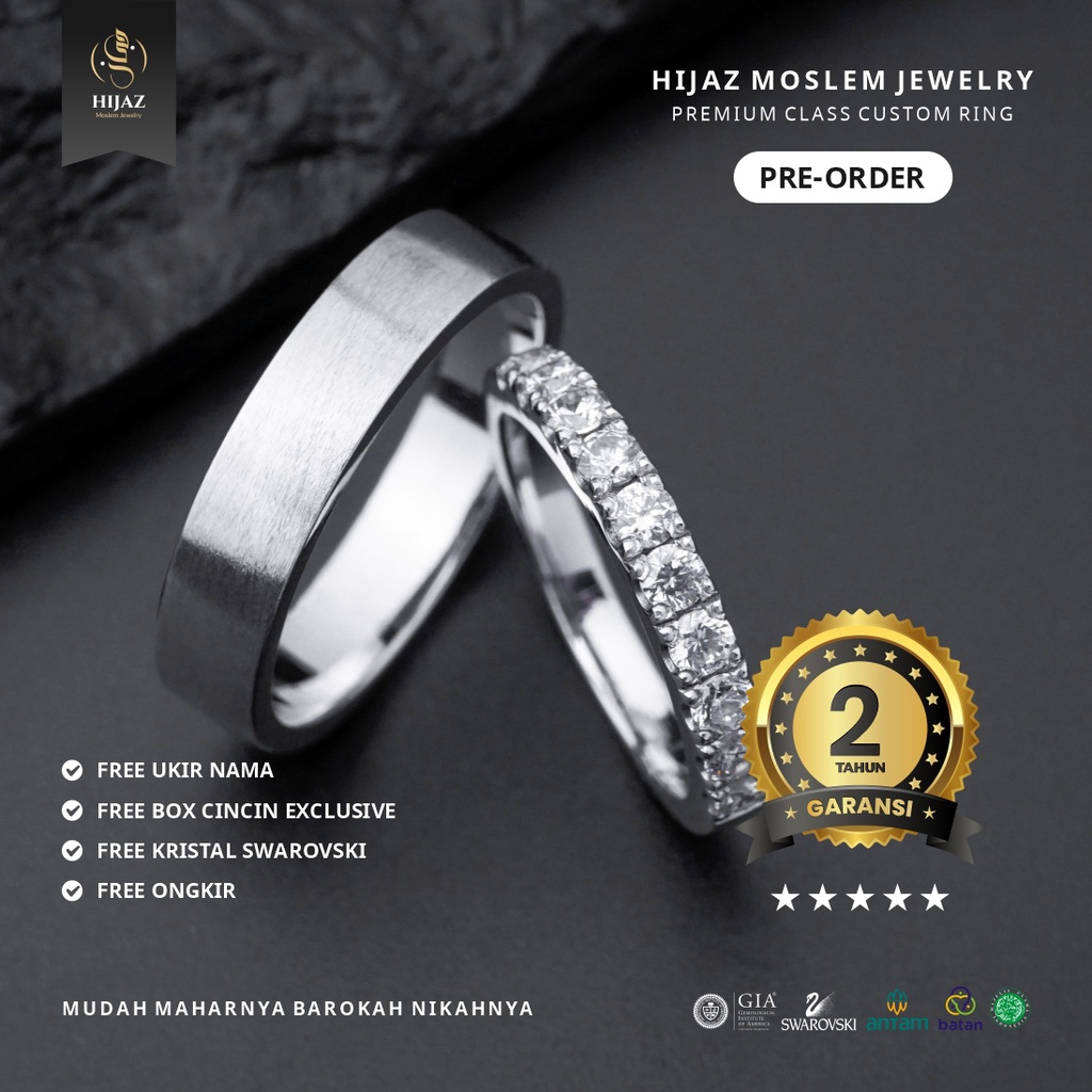 Detail Cincin Emas Putih Pria Polos Nomer 37